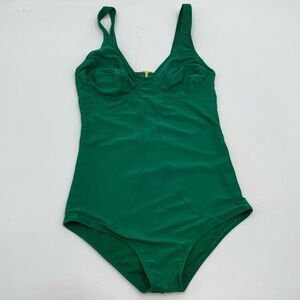 Agua de Coco One Piece Swimsuit Balconette Bathing Suit in Green | Medium